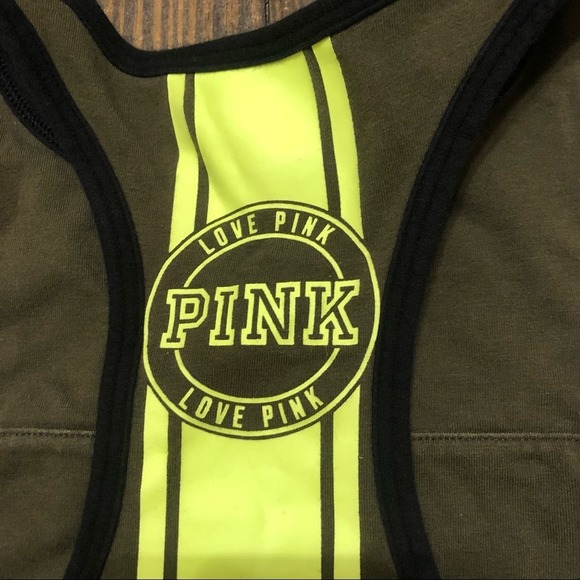 Victoria Secret Crop Top Sports Bra Black Olive Neon Women’s Size Small - Picture 5 of 7